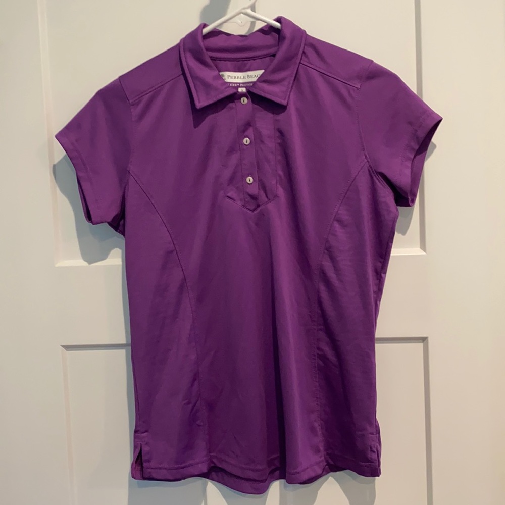 Pebble Beach, purple, performance polo, size small